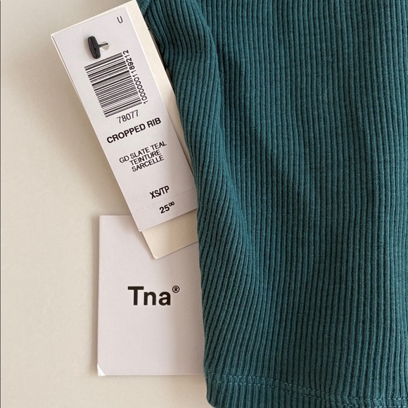 Aritzia Tna Teal Cropped Rib Tank XS - Picture 2 of 8